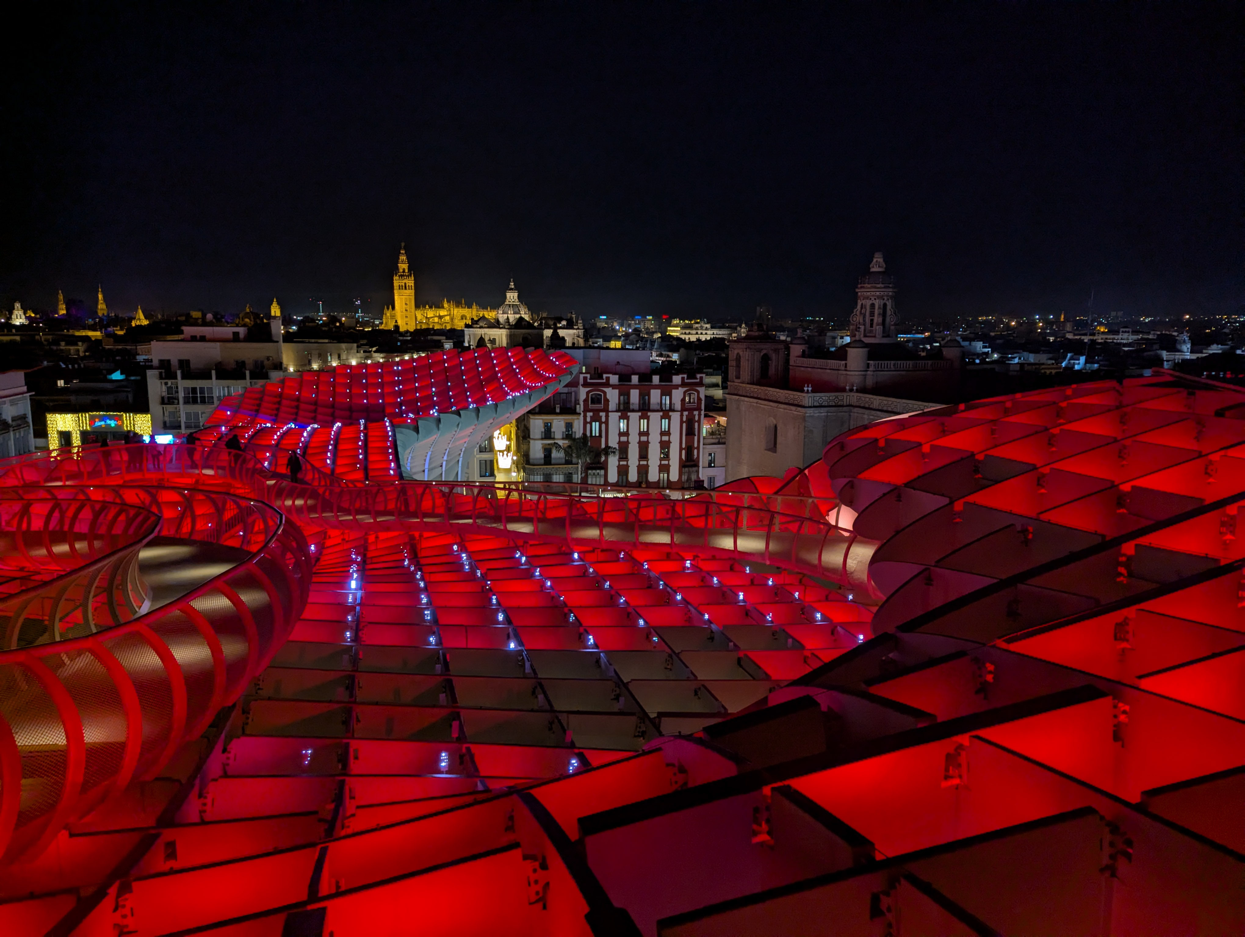 Red illumination in Seville