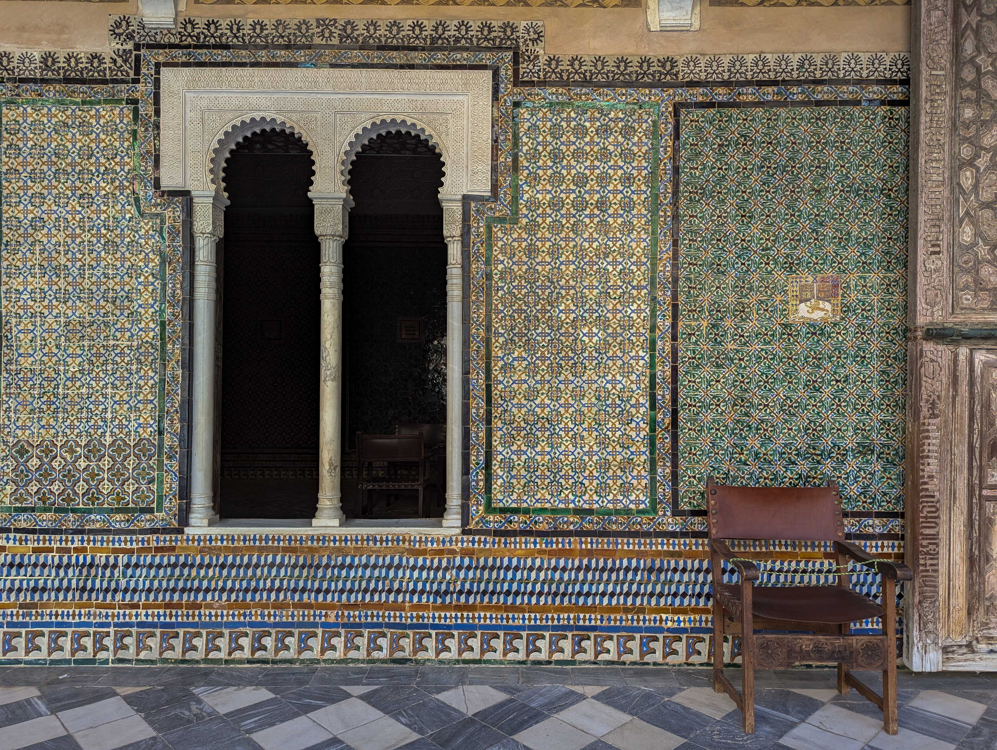 Beautiful tiles with a chair