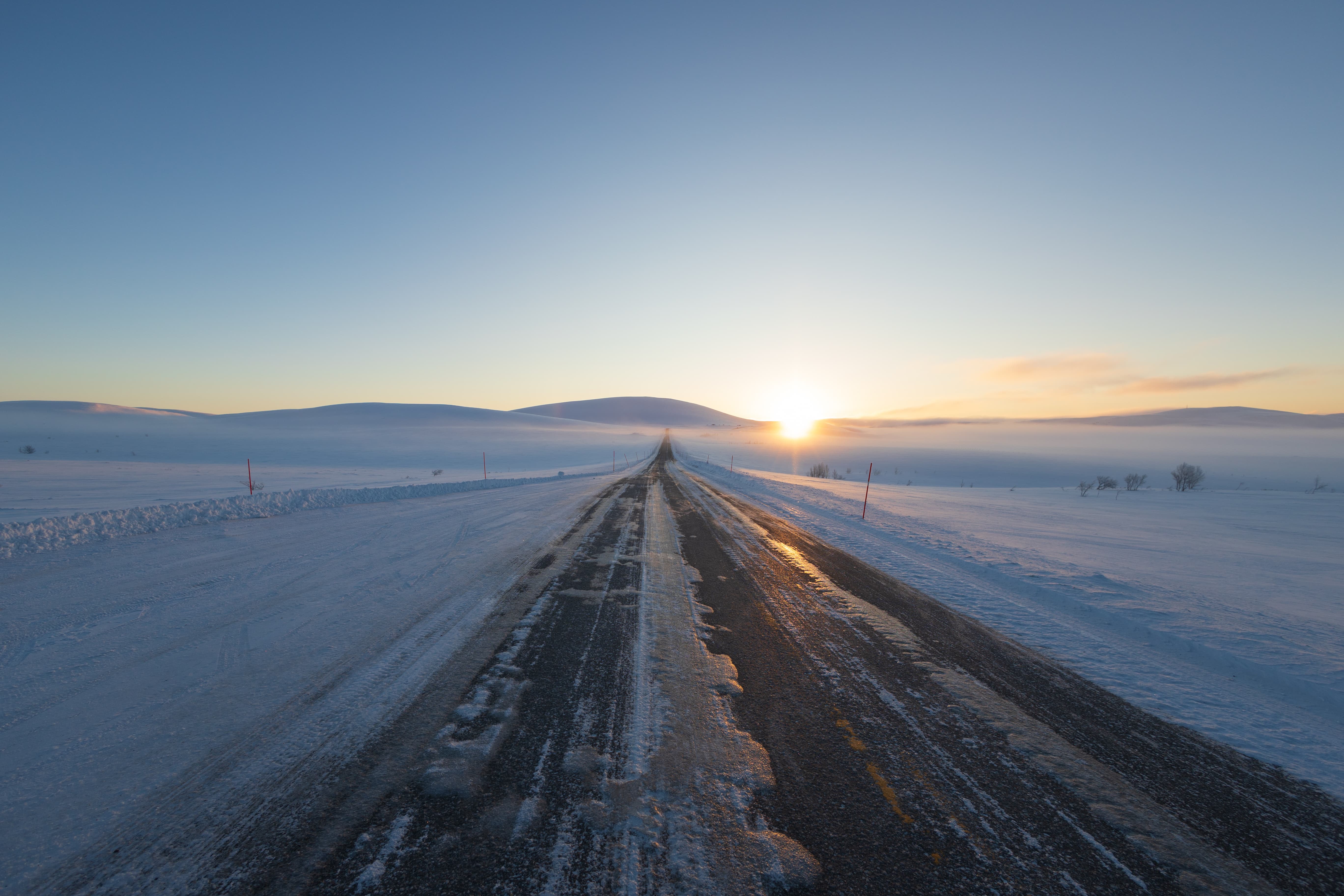 Road leading into the sunset